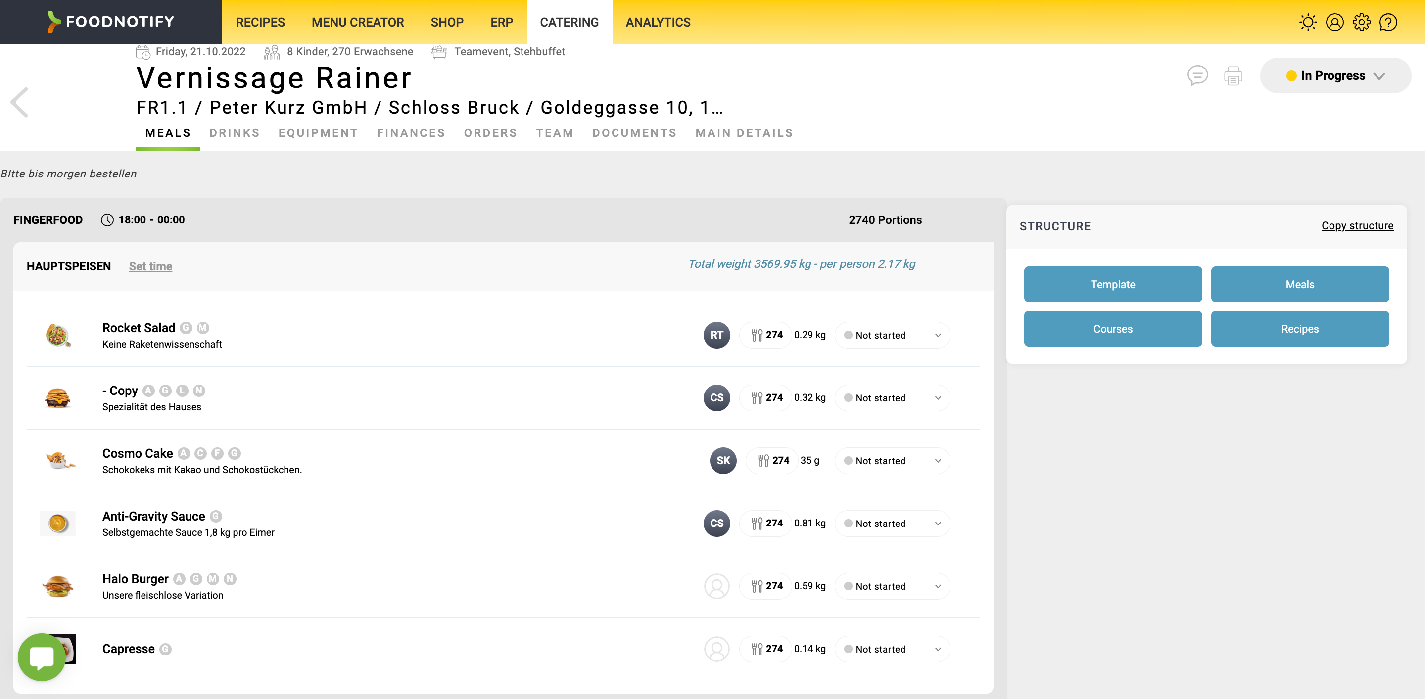 FoodNotify Software - Catering Integration