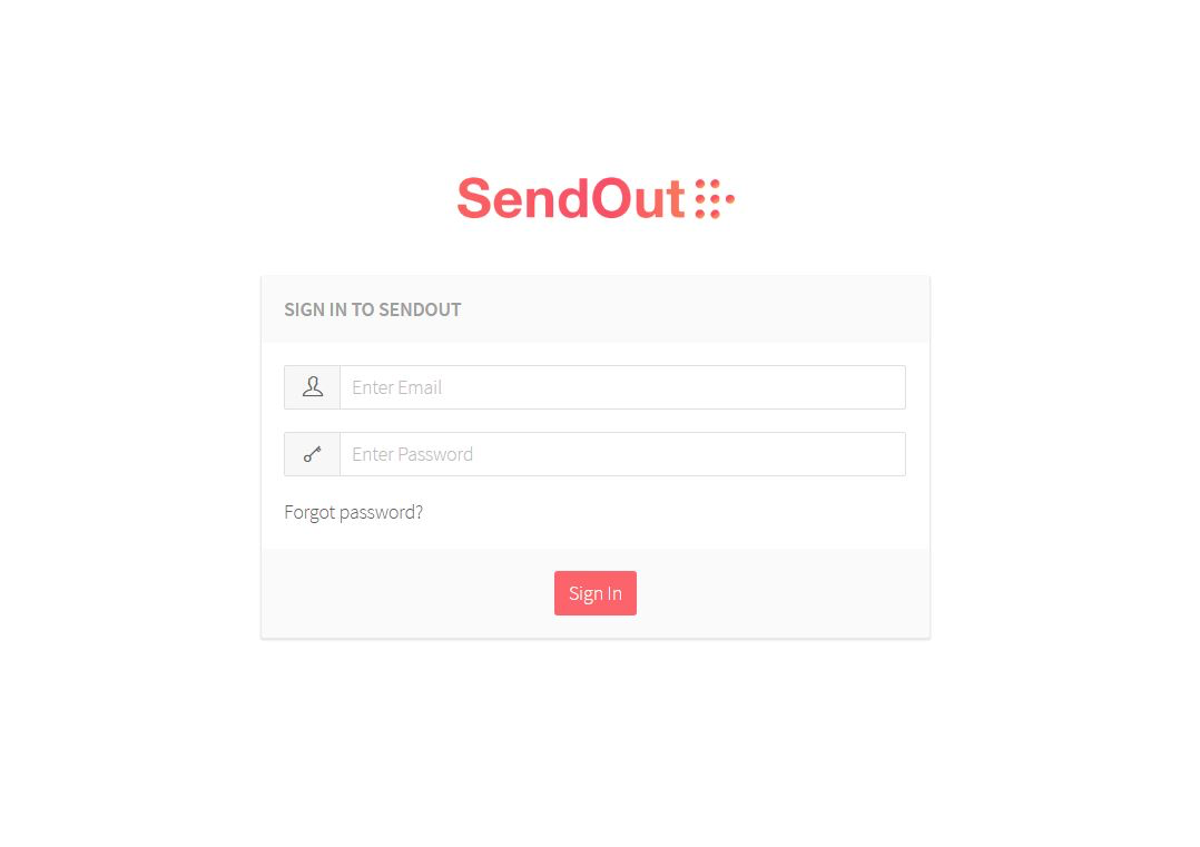 SendOut Software - The SendOut login page