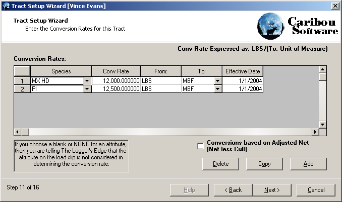Logger’s Edge conversion factors