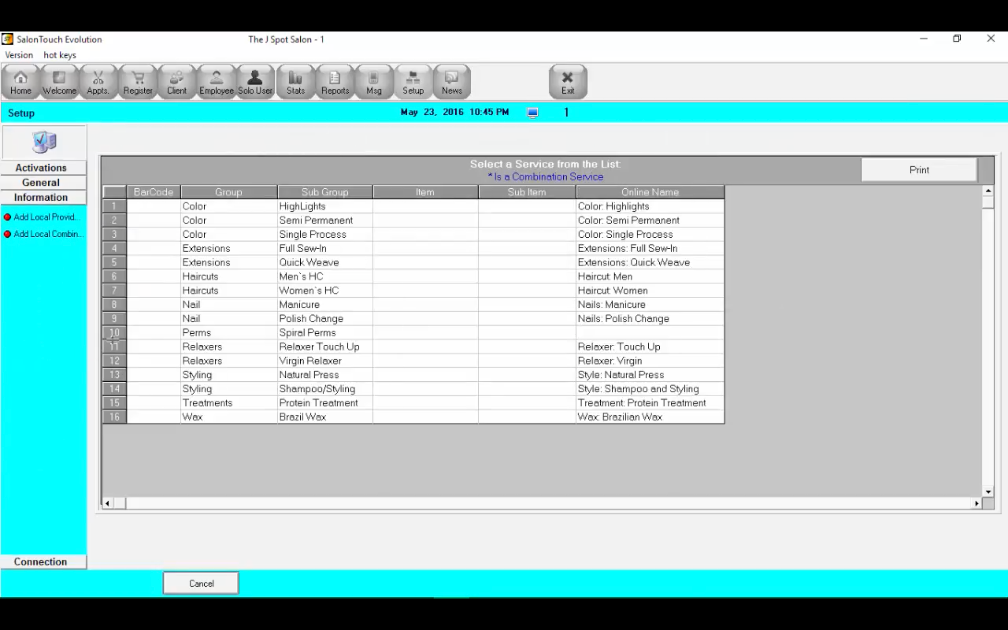 SalonTouch screenshot: Add provider groups in order to organize which staff are responsible for each service