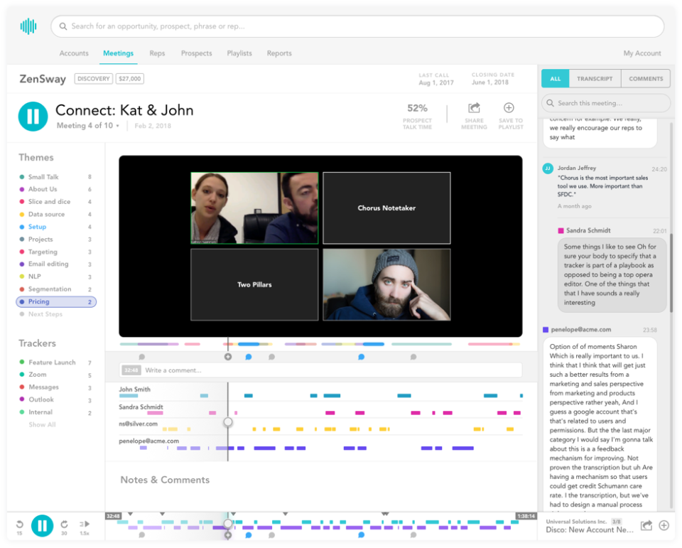 Record and analyze meetings and calls within Chorus