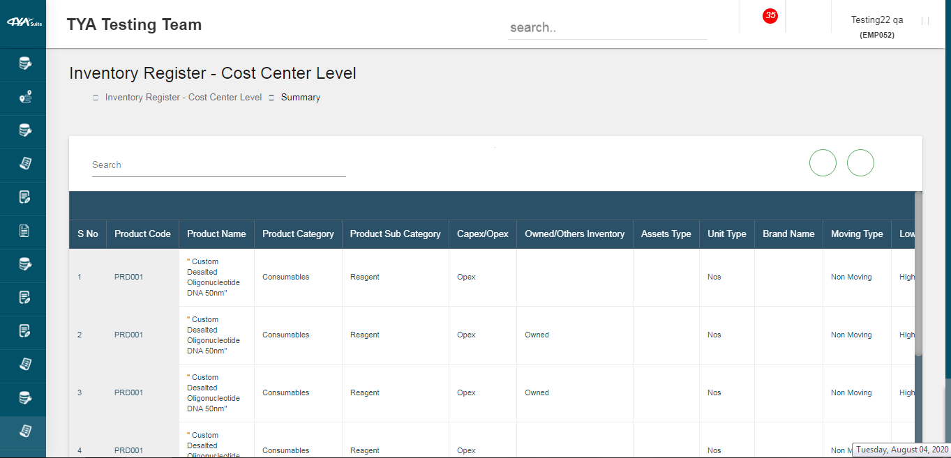 TYASuite Inventory Management contact center level inventory