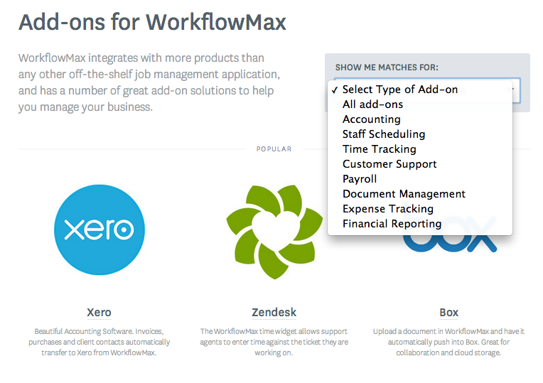 WorkflowMax Software - WorkflowMax integration with 25+ add-ons