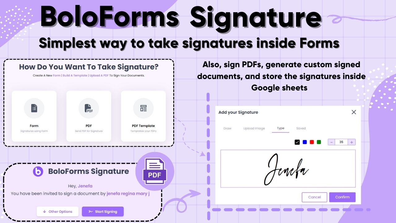 Take signatures inside forms and documents.