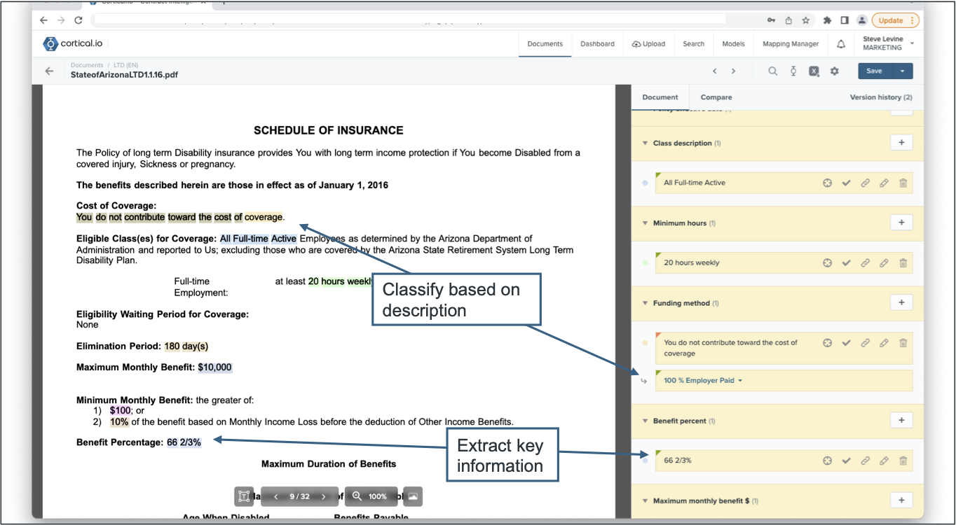 Cortical.io screenshot: Automatically Interpret and Classify Information from Complex Documents