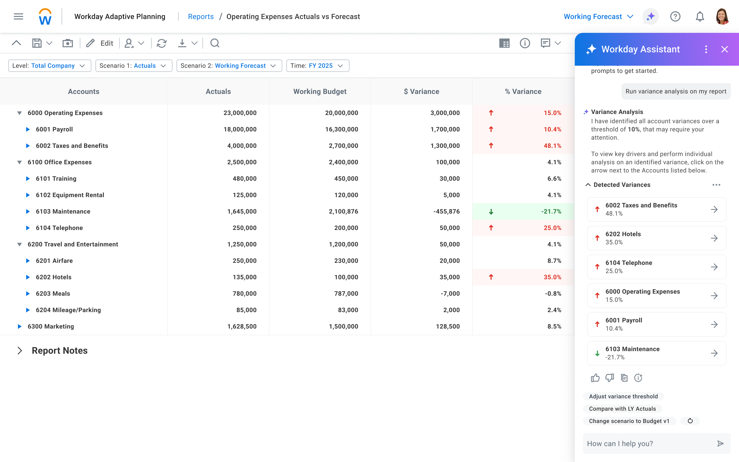 Workday Adaptive Planning Software - Workday Adaptive Planning AI Assistant
