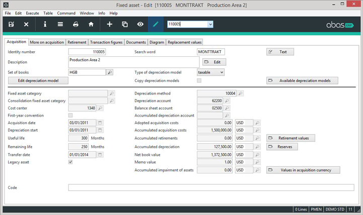 abas ERP Software - Fixed asset accounting features are also included in abas ERP
