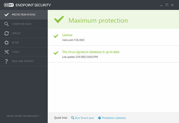 ESET Endpoint Security Software - ESET Endpoint Security protection status screenshot
