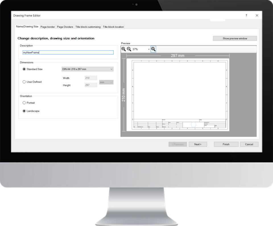 FluidDraw drawing frame editor