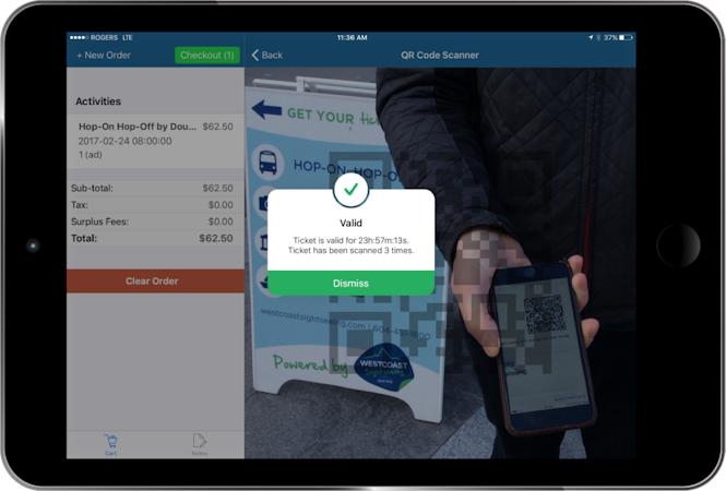 Zaui screenshot: Zaui Software allows businesses to streamline client onboarding with QR code scanning of tickets