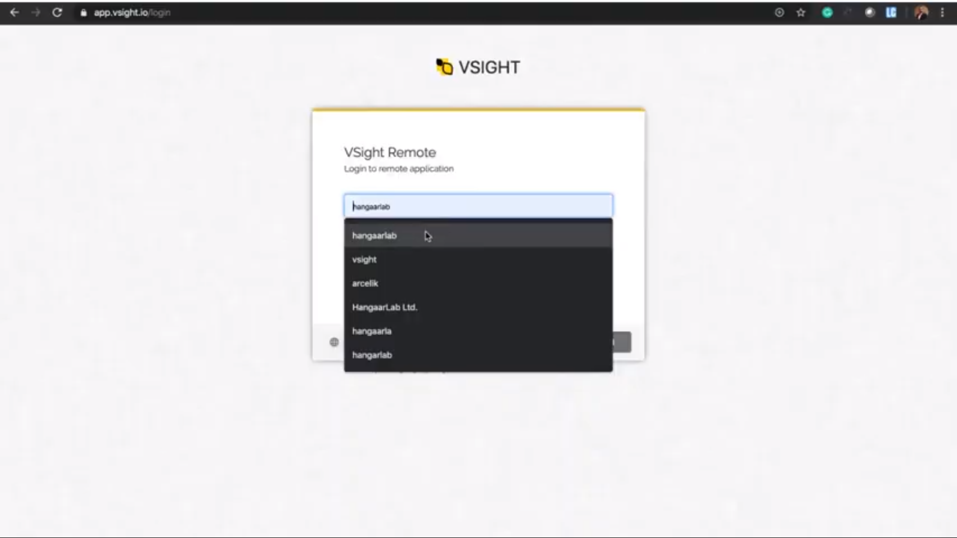 VSight Remote login