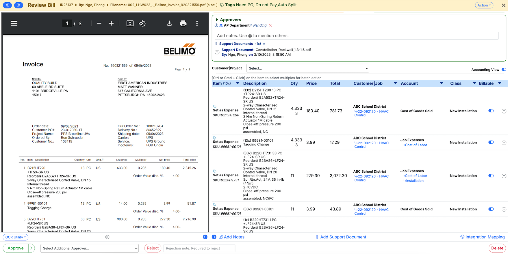 MakersHub screenshot: We don’t just ingest bills—we read, structure, and centralize them into an accurate, actionable repository. Unlike competitors, our data is organized to drive automation at scale, offering line-level data capture, and reducing manual effort.