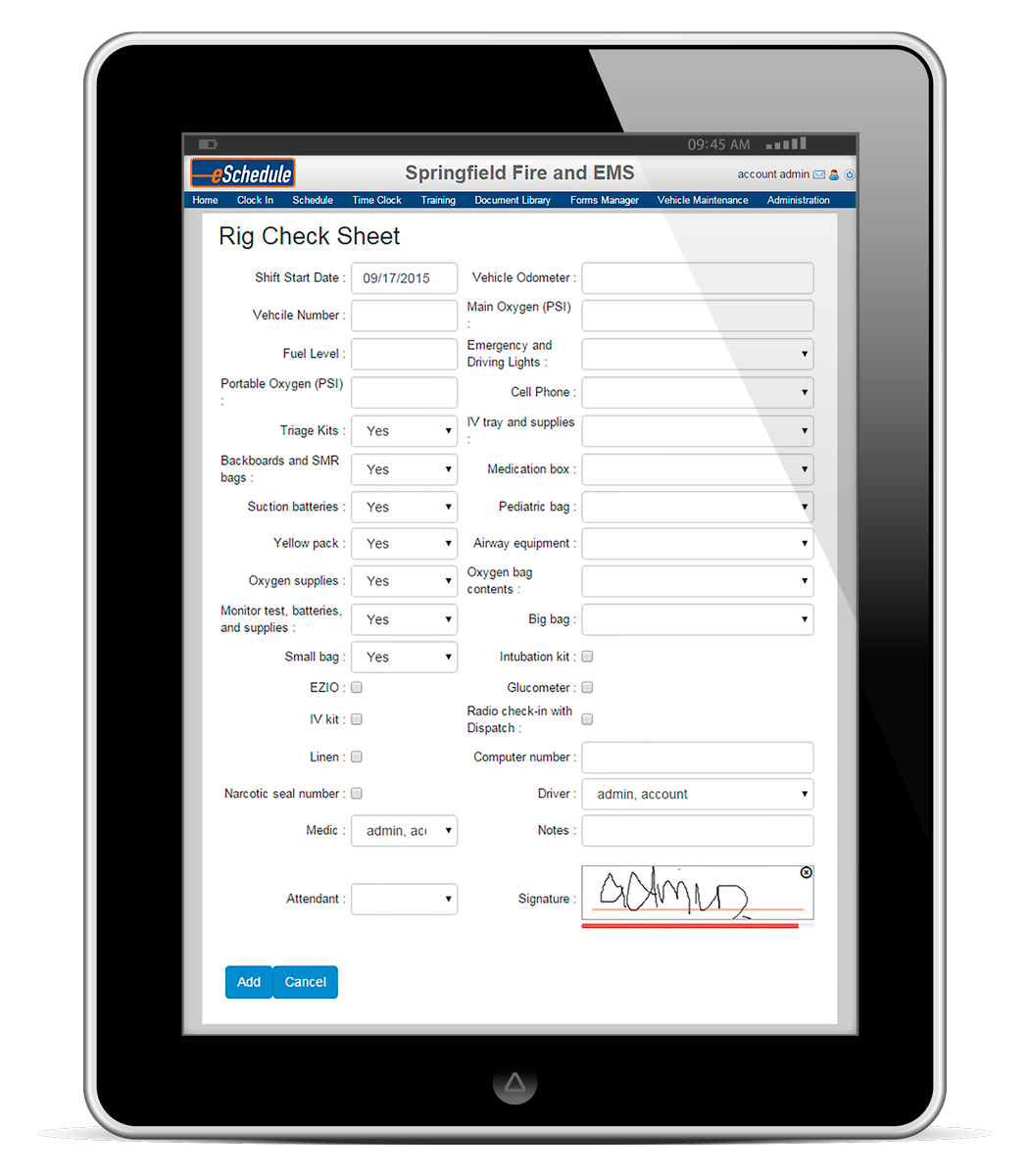 eSchedule Software - Allow members to digitally sign custom online forms prior to submission