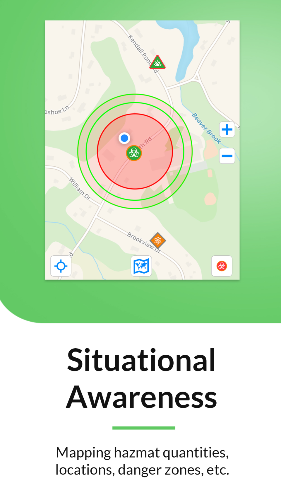Hazmat Radar screenshot: Situational awareness feature