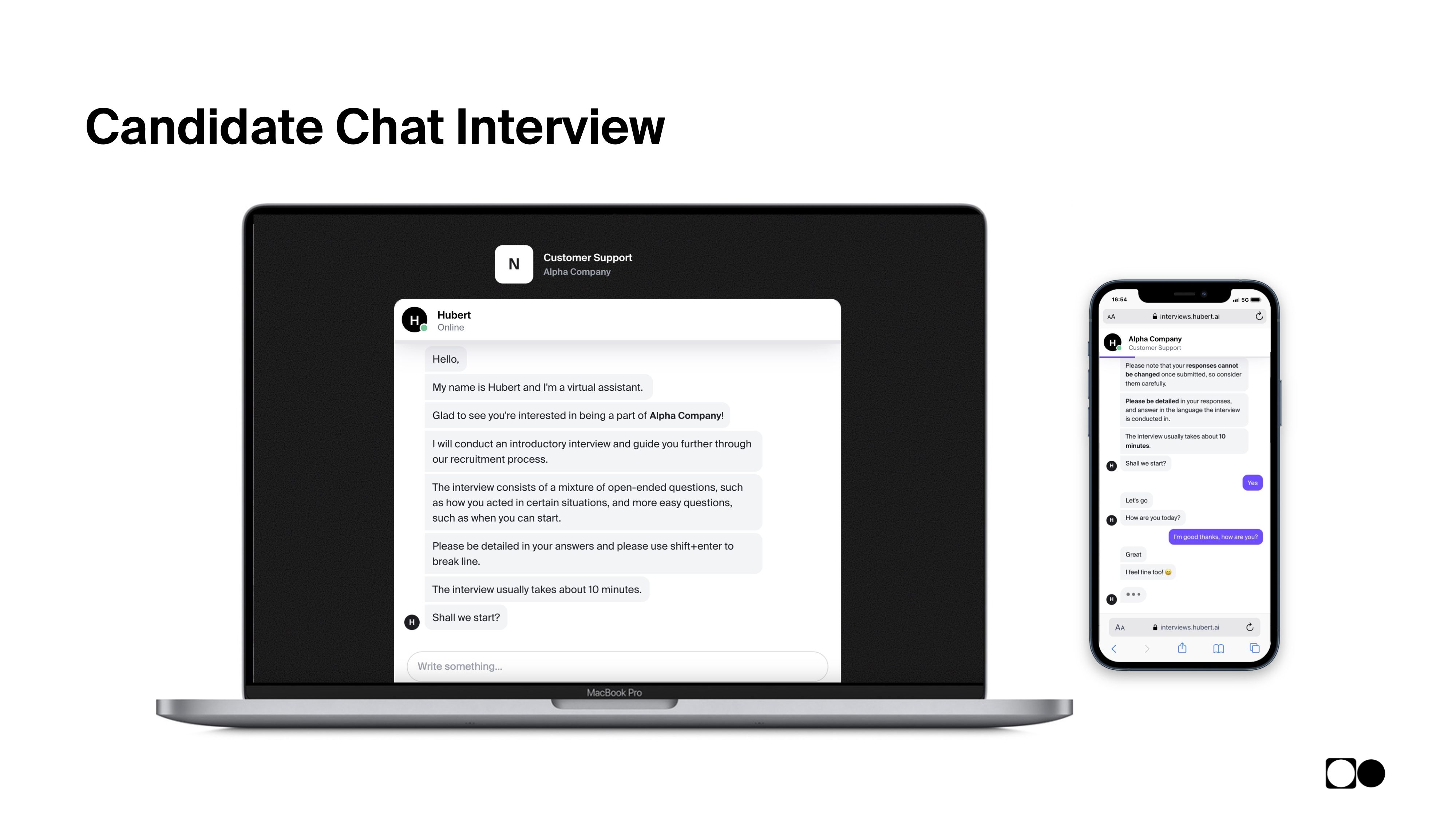 Hubert screenshot: Hubert candidate chat interview