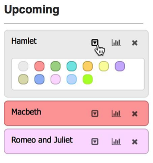 Customize events by color for the Calendar display. Gives visual variation from one event to another.