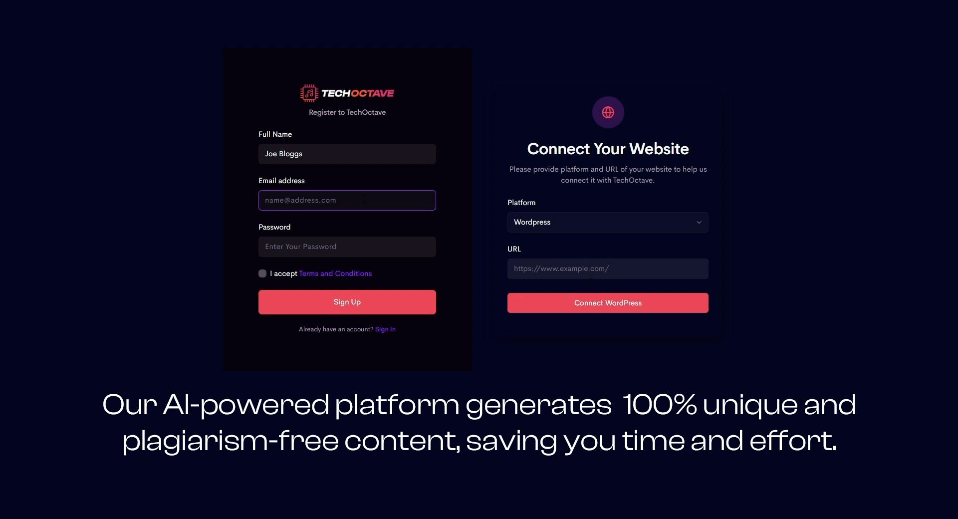 TechOctave Software - Our AI-powered platform generates 100% unique and plagiarism-free content, saving you time and effort.