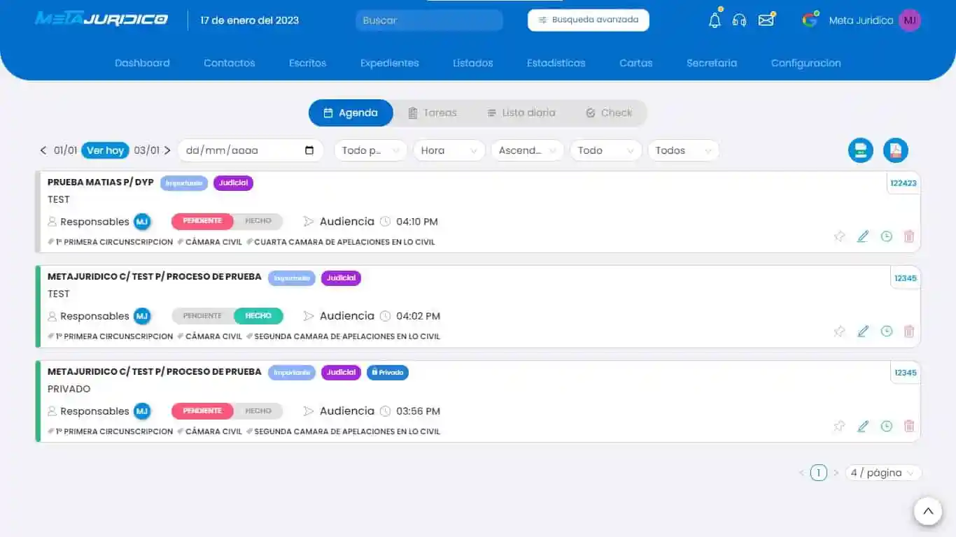 MetaJuridico screenshot: Dashboard