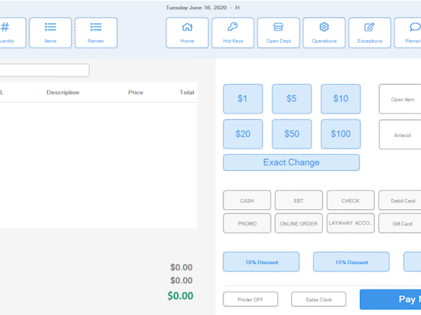 POS Nation for Retail Software - Main point of sale screen