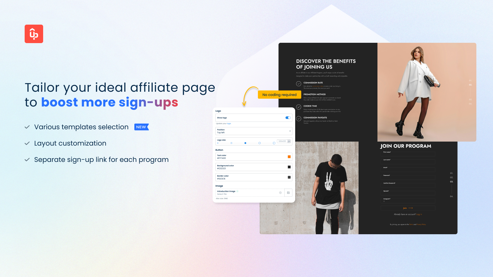 UpPromote: Affiliate Marketing screenshot: Tailor your ideal affiliate page to boost more sign-ups