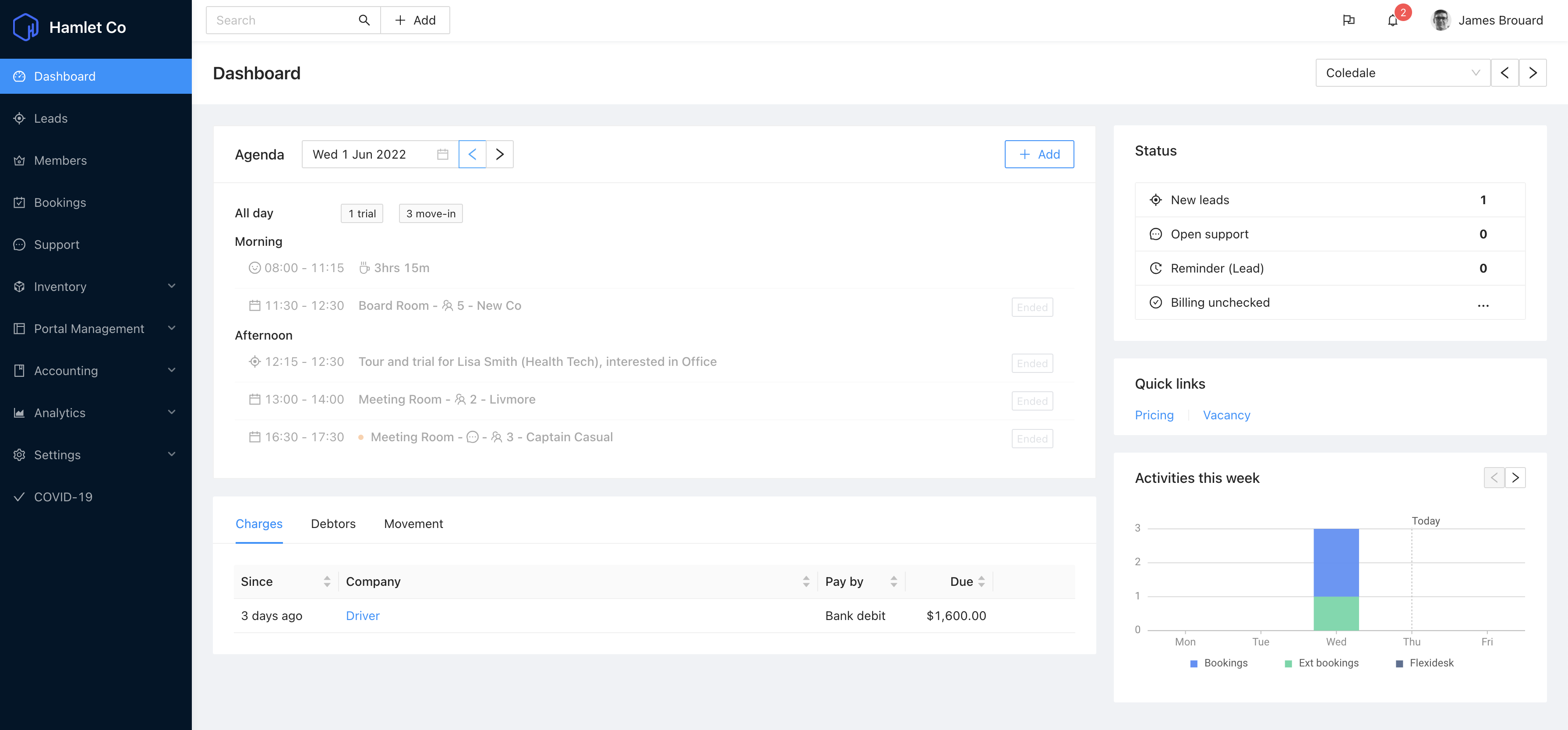 Hamlet screenshot: Dashboard