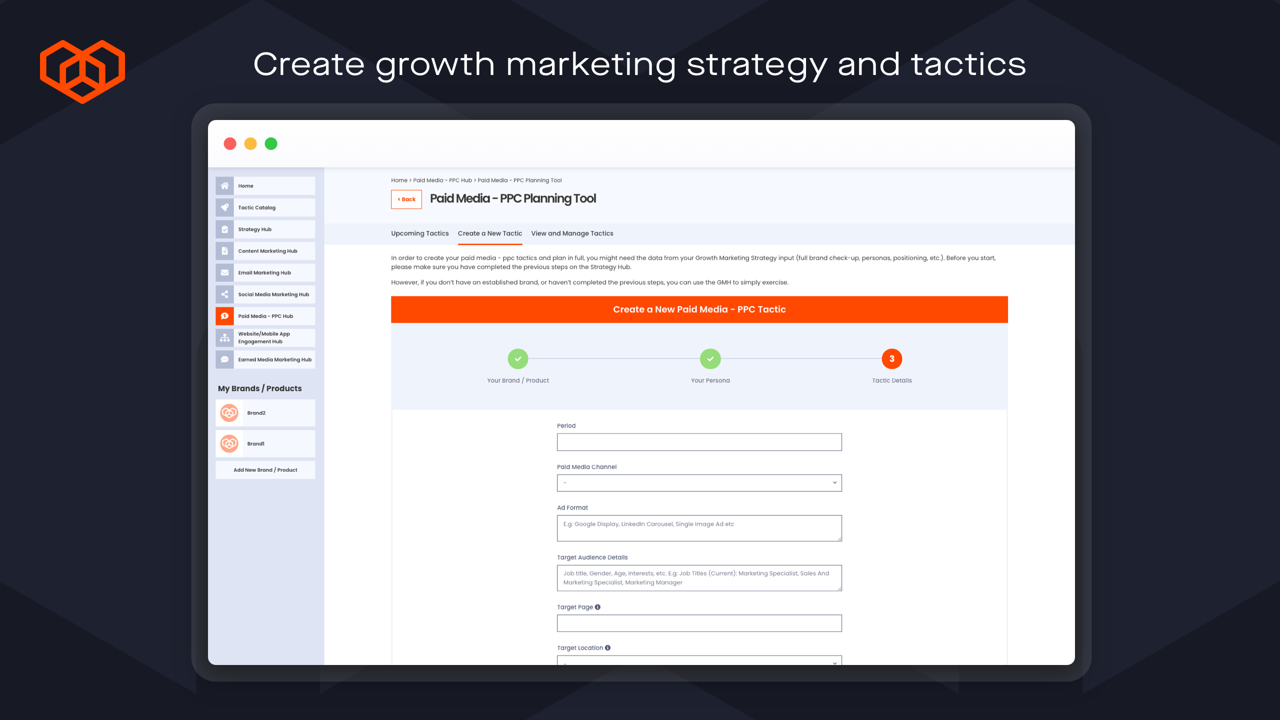 create your marketing strategy, plans and tactic by following a proven success growth marketing methodology