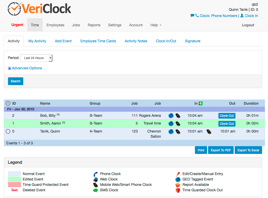 activity page