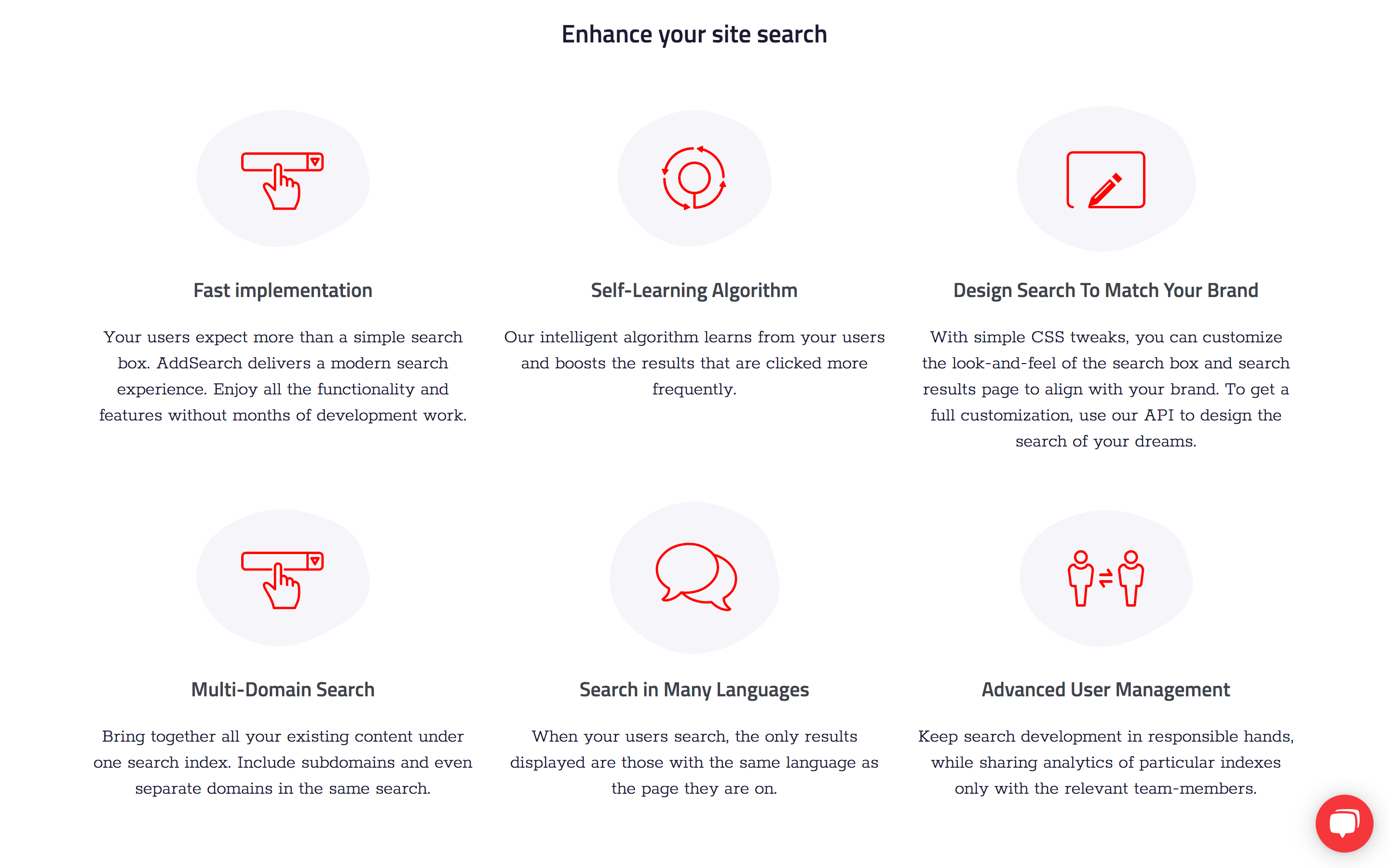 AddSearch features