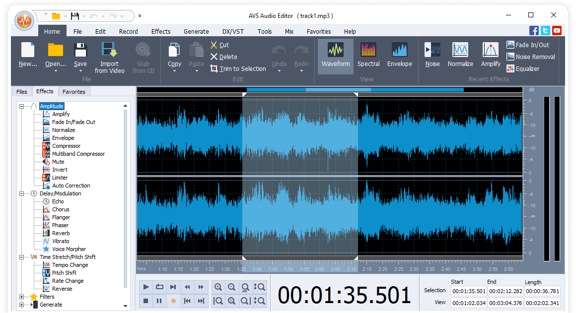 AVS Audio Editor - Main window