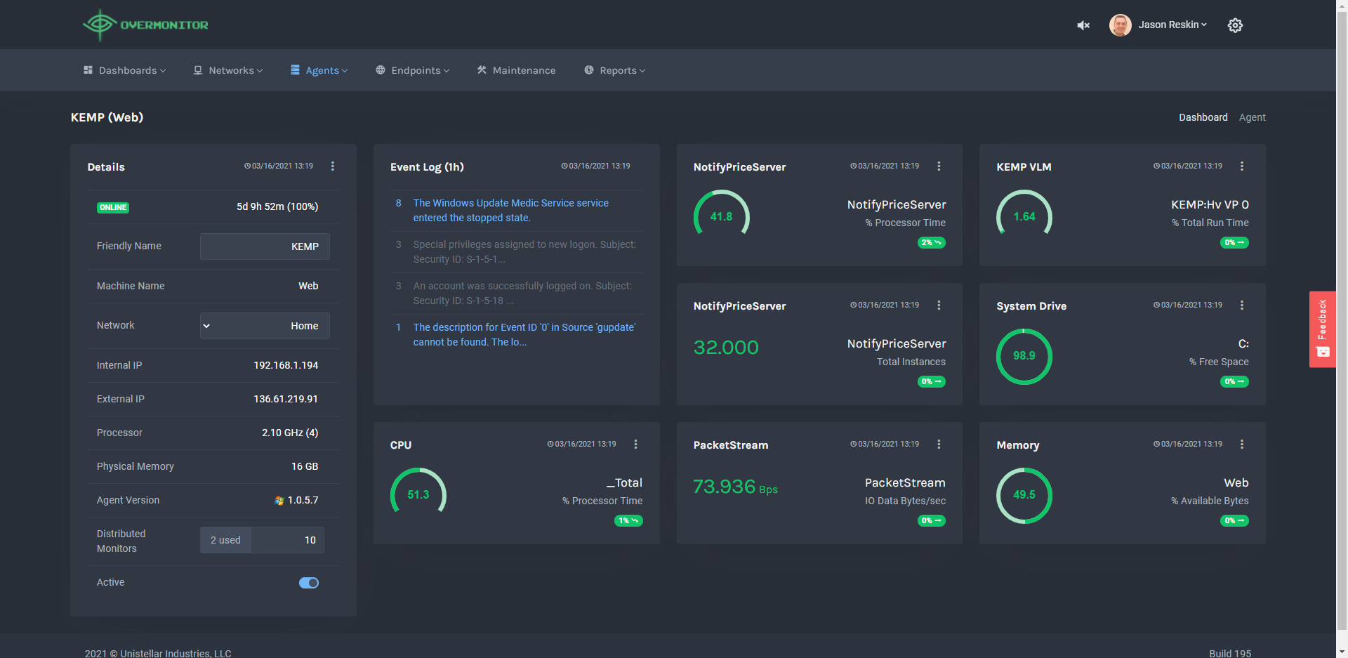 Overmonitor Software - Agent View