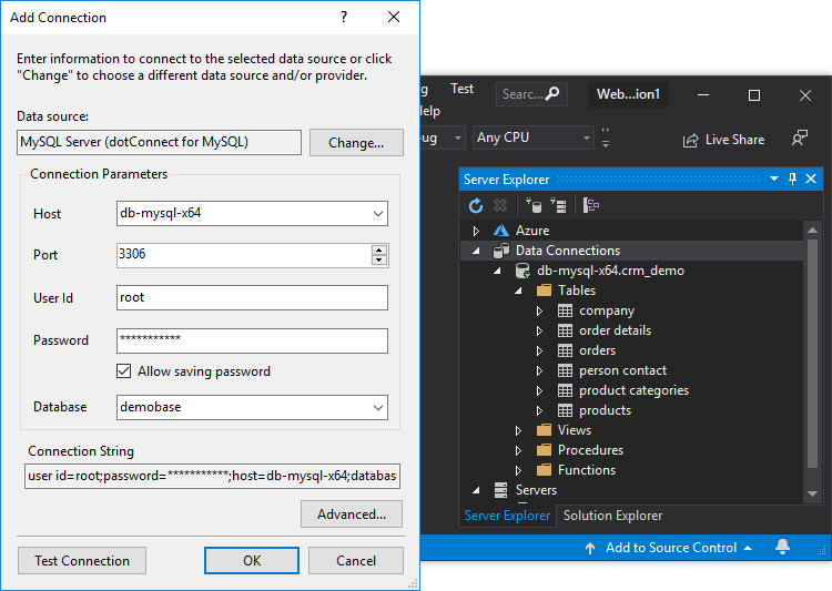 dotConnect for MySQL Software - dotConnect for MySQL add connection