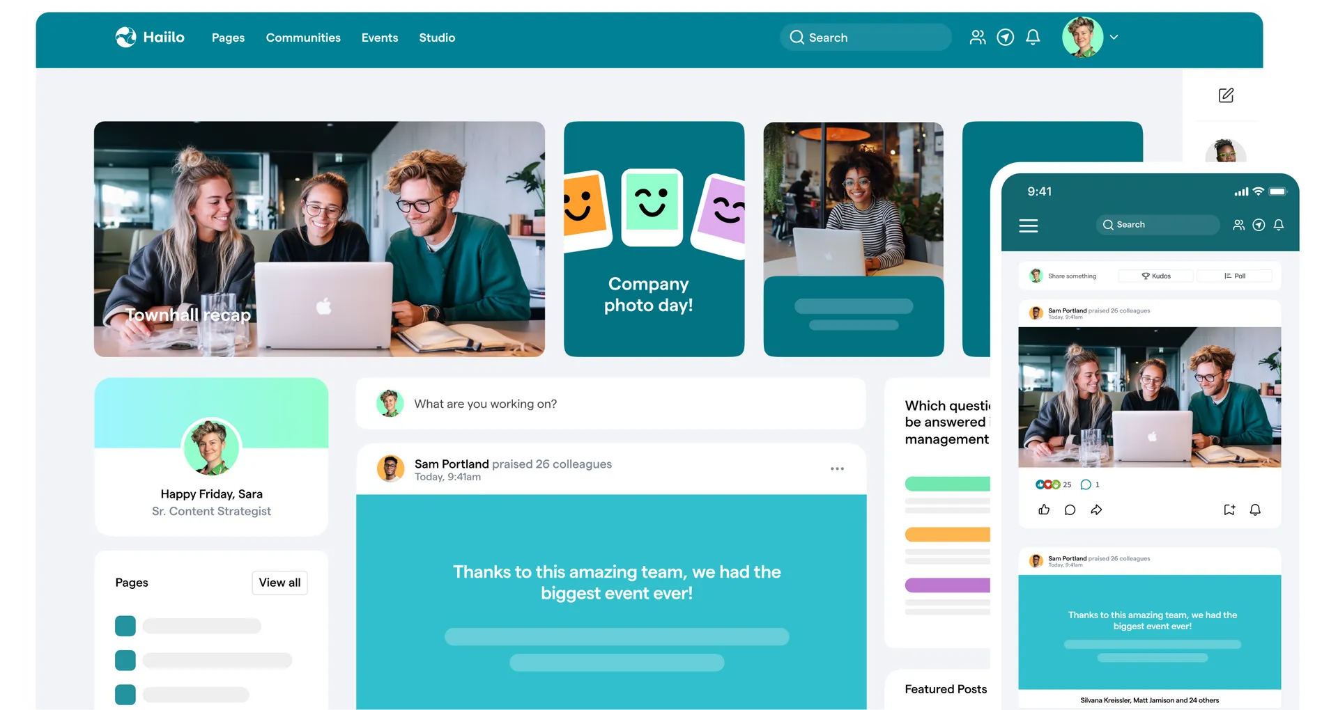 Haiilo screenshot: Haiilo dashboard