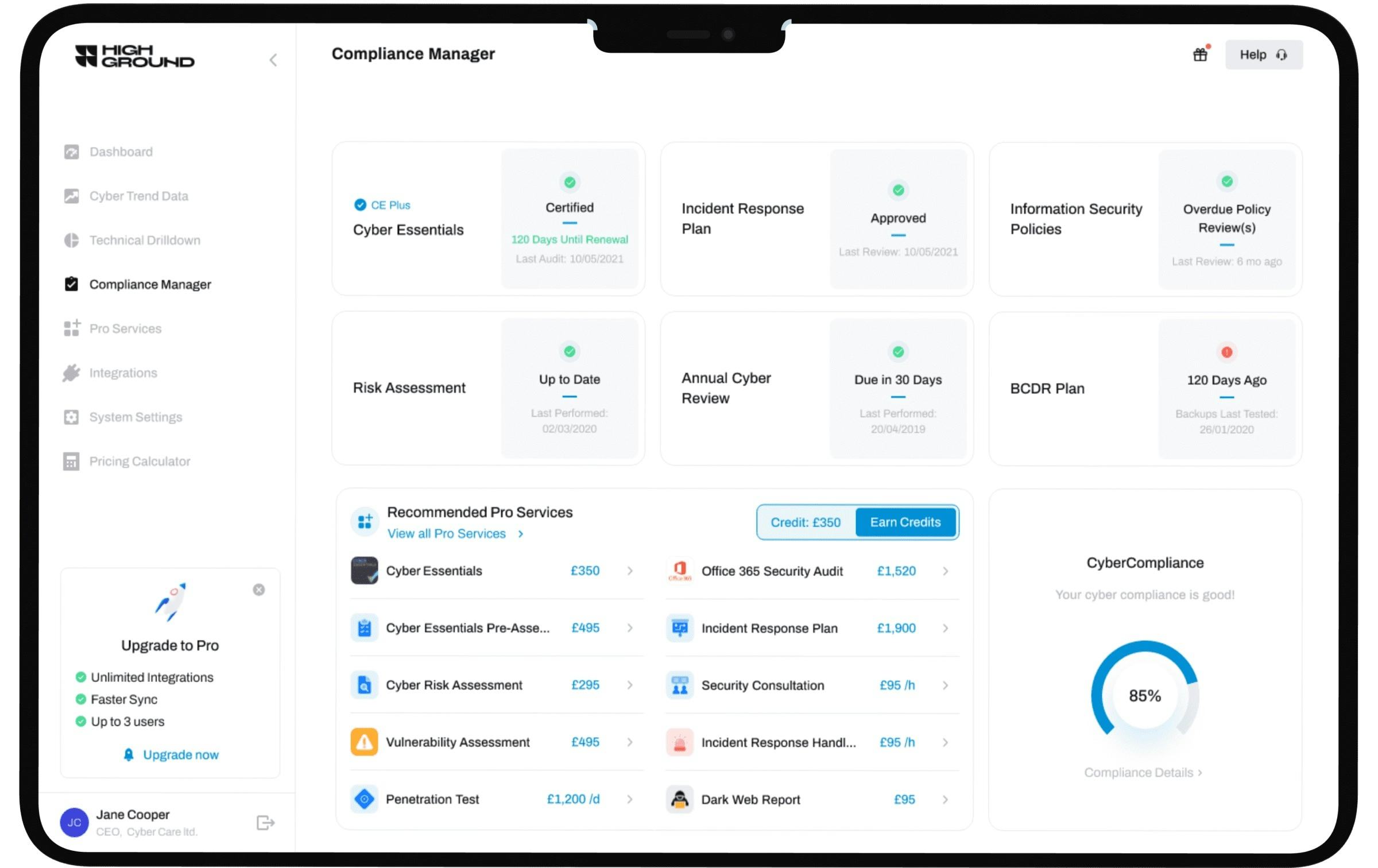 HighGround Software - Cyber Compliance Manager