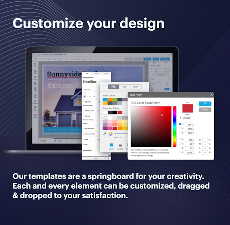 Marq screenshot: Our templates are a springboard for your creativity. Each and every element can be customized, dragged and dropped to your satisfaction.