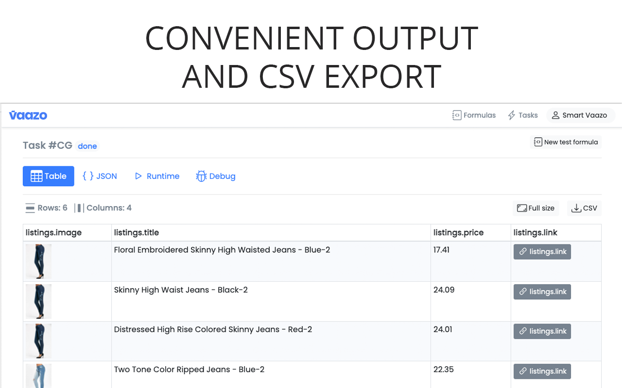 Convenient Output and CSV Export
