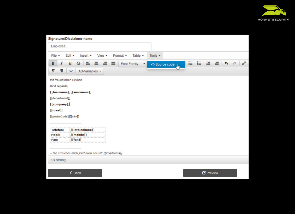 Email Signature and Disclaimer