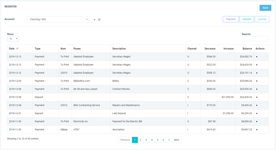 FlockBase Software - FlockBase payment register