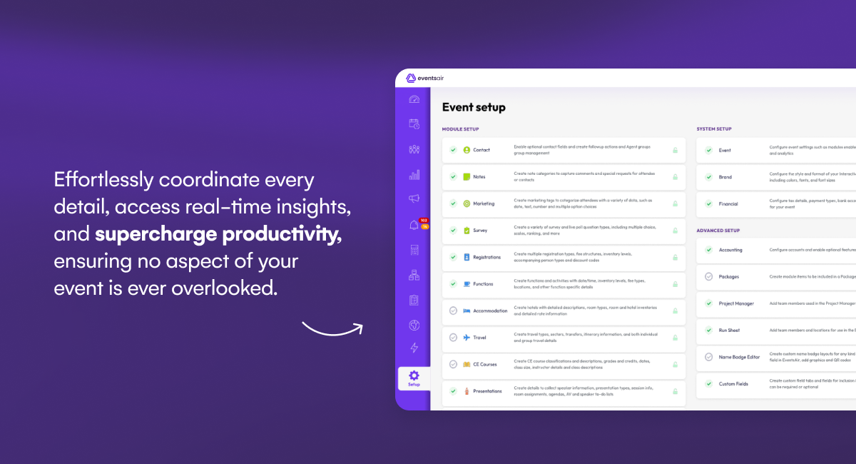 EventsAir Software - EventsAIR event setup