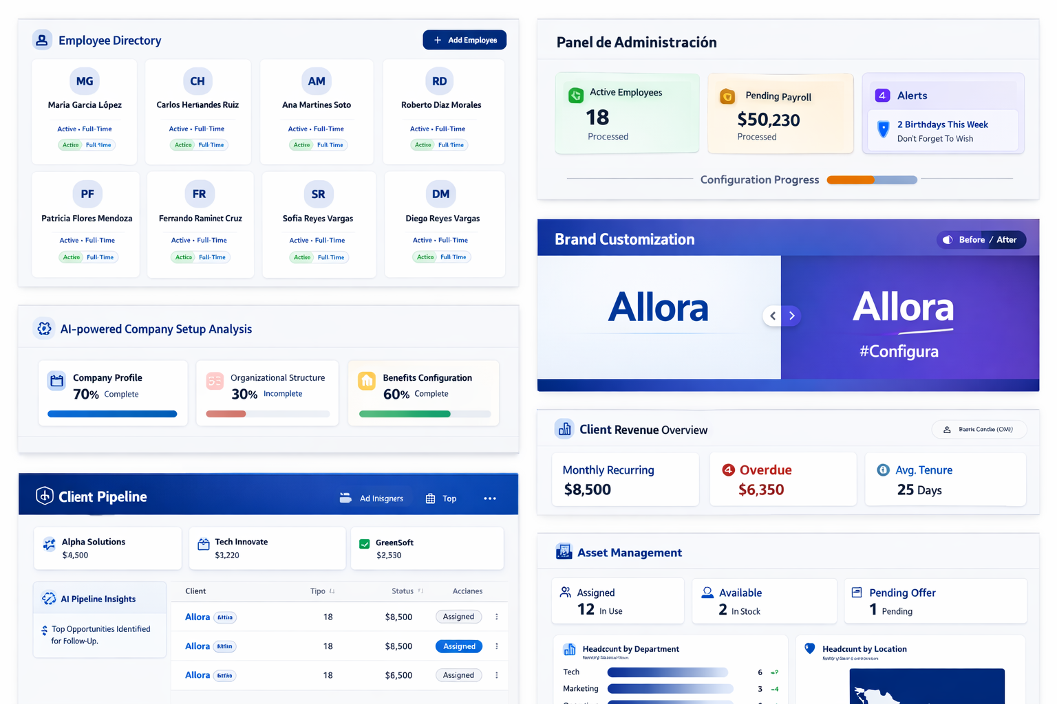 Allora HR screenshot: Allora HR modules