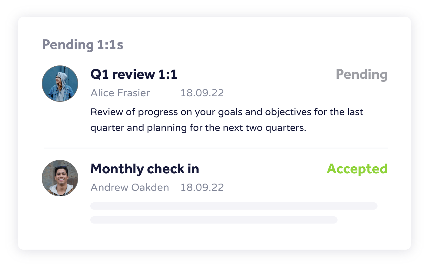 WeThrive screenshot: Put your performance review process on auto-pilot. From scheduling the meeting to collecting feedback and logging goals and actions, WeThrive does the hard work for you. This frees up your managers to focus on the most important part – the conversation.