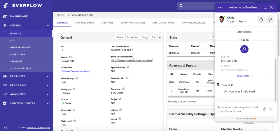 Everflow default offers
