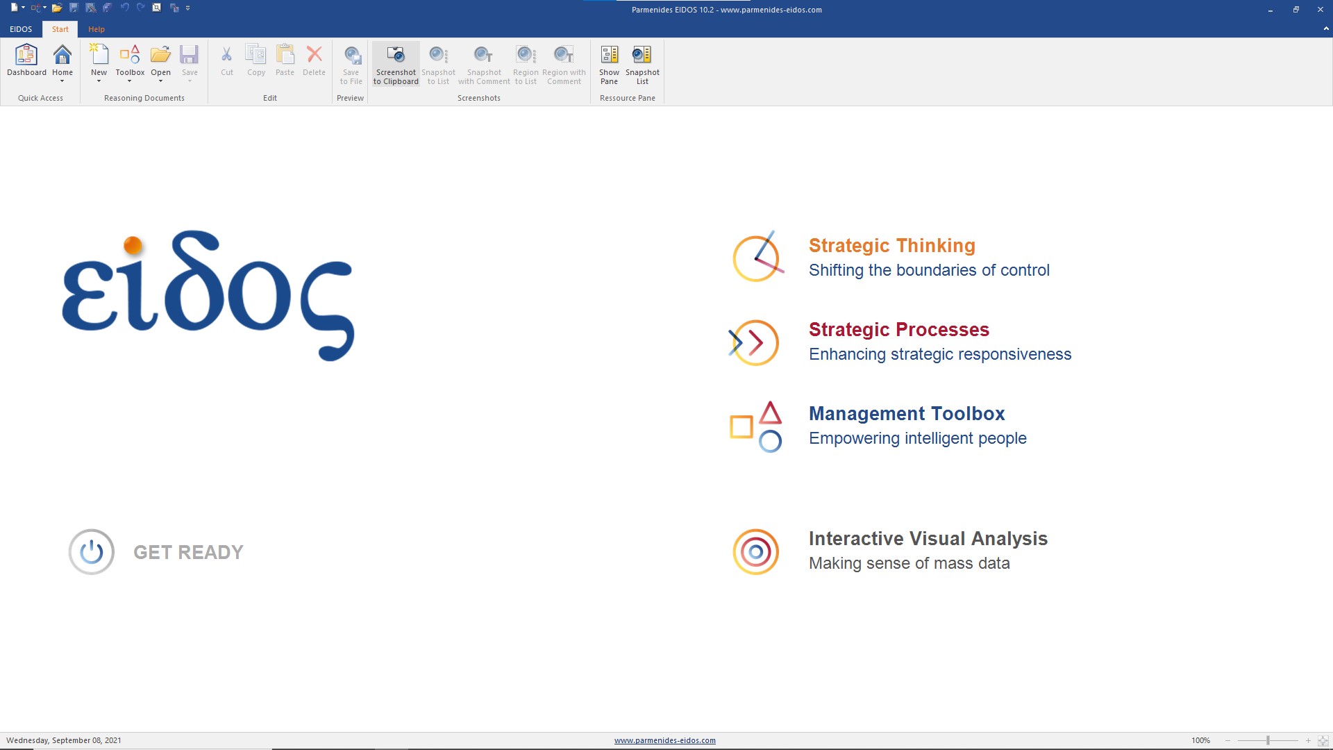 EIDOS screenshot: Parmenides Eidos - Start screen