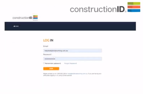 ConstructionID login page