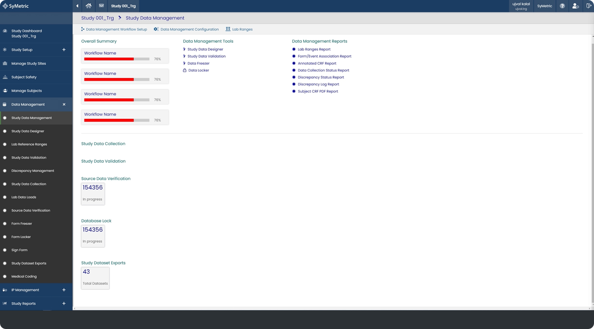 SyMetric screenshot: SyMetric data management