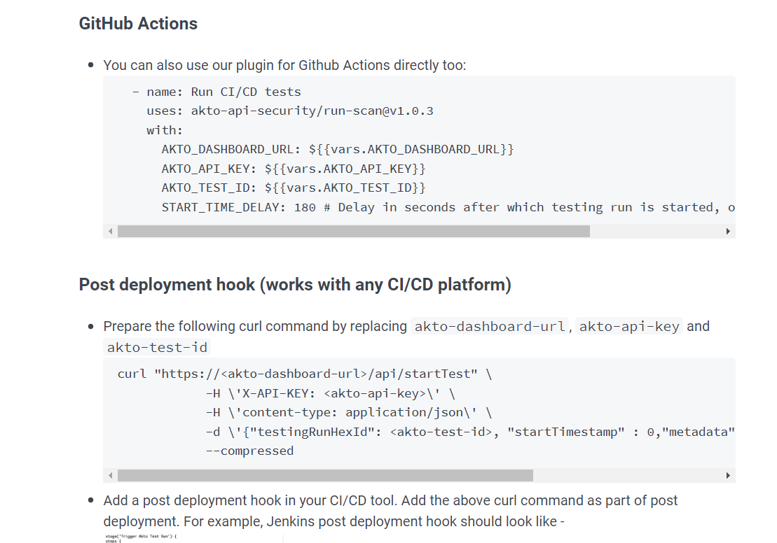 Integrate Akto in CI/CD using GitHub actions, jenkins etc.