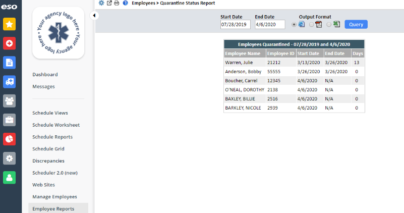 ESO Scheduling Software - ESO Scheduling employee reports