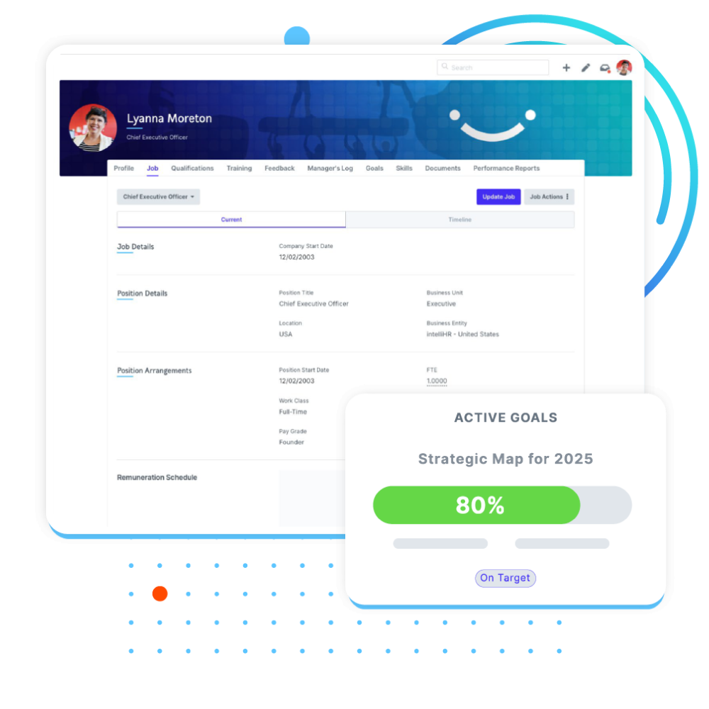 intelliHR Software - Store all of your employee data and HR records in one secure and easily-accessible employee database. With self-service employee profiles, they can log and update their details, training, CPDs, qualifications, goals and more without your help!