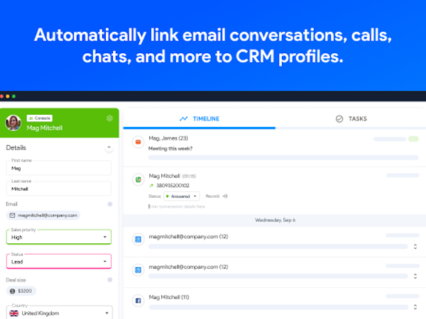 NetHunt CRM Software - Email conversations, calls, chats, and more inside CRM record
