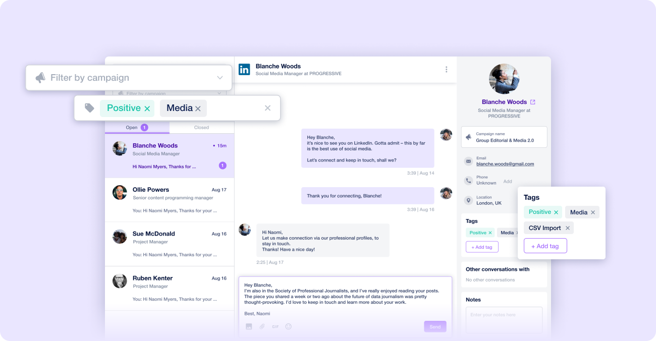 Smart Inbox to organize all your Linkedin communication