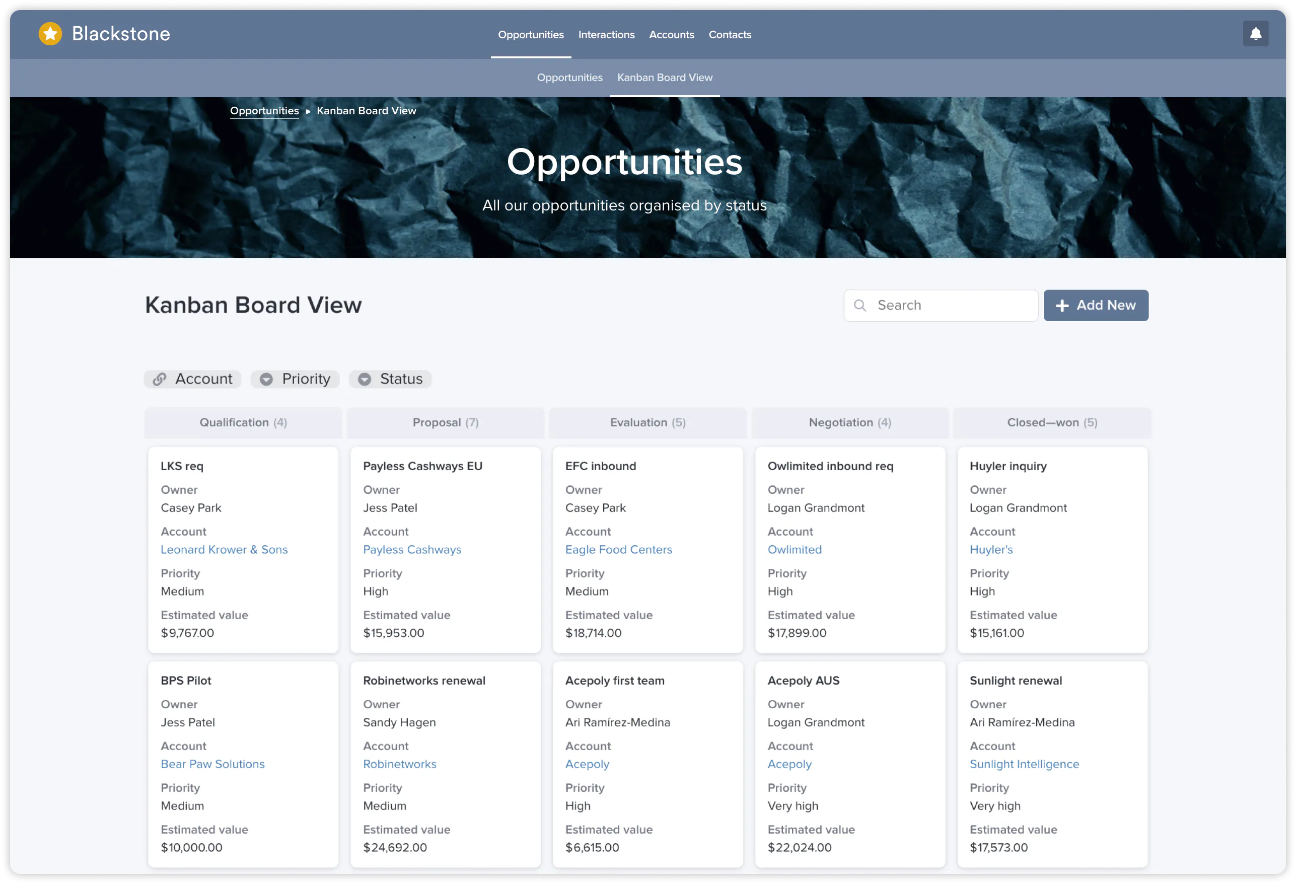 A custom CRM built in Stacker